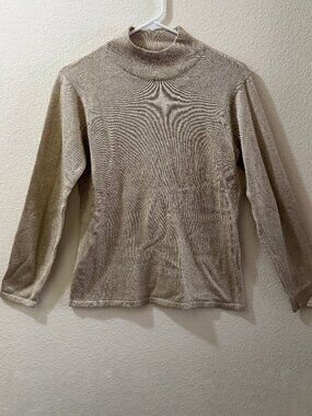 Gold Shimmer Tan Turtleneck Sweater
